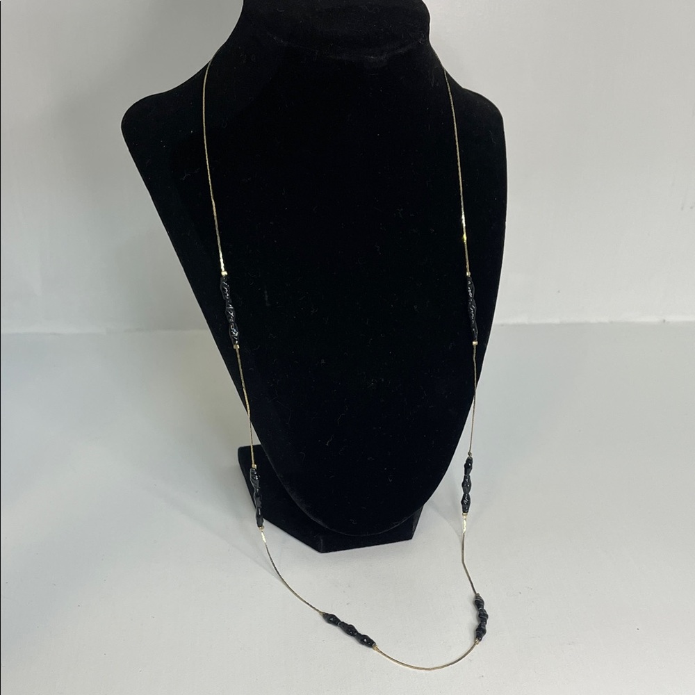 Signed Medici 29”Black and Gold Tone Necklace